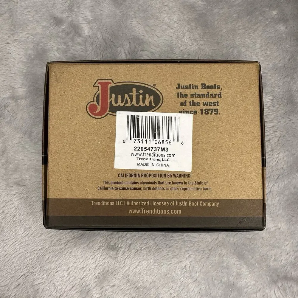 Justin Card Wallet Genuine‎ Suede Leather Tan Brown Logo Justin Boots Cowboy